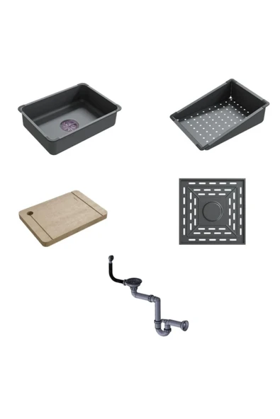 RealStone REAL STONE ANGEL SET ANTRASİT GRANİT EVİYE - Resim 2