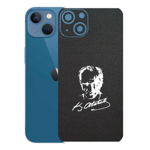 Kapps Iphone 13 ile Uyumlu Bumper Serisi Premium Arka Kapak Kaplama(Kenarlar Yoktur!)  Atatürk İmzalı Siyah ürün görseli 1