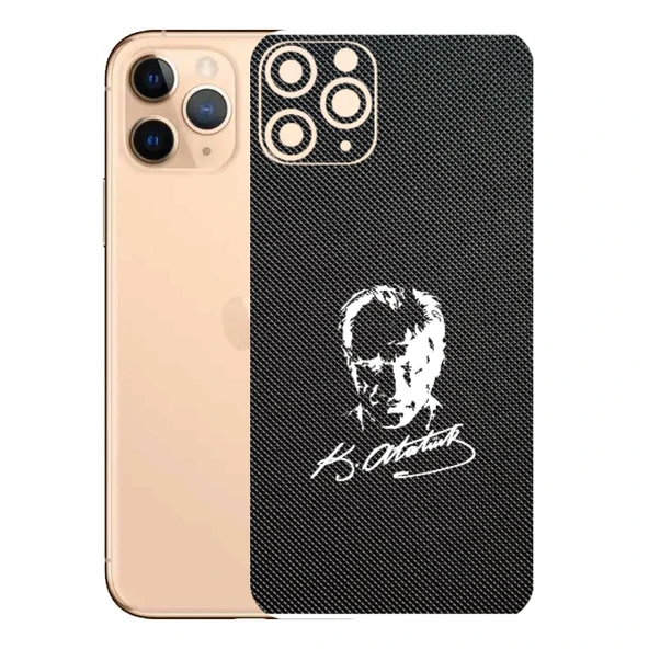 Kapps Iphone 11 Pro ile Uyumlu Bumper Serisi Premium Arka Kapak Kaplama(Kenarlar Yoktur!)  Atatürk İmzalı Siyah ürün görseli 1