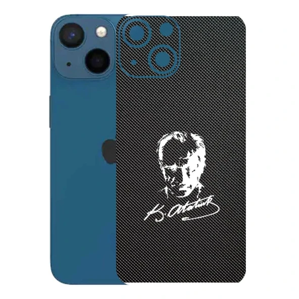 Kapps Iphone 13 Mini ile Uyumlu Bumper Serisi Premium Arka Kapak Kaplama(Kenarlar Yoktur!)  Atatürk İmzalı Siyah ürün görseli 1