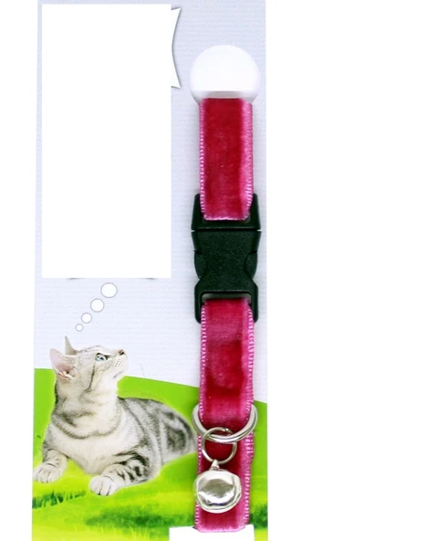 Kadife Dokulu Ayarlanabilir Çıngıraklı Kedi Tasması ürün görseli 1