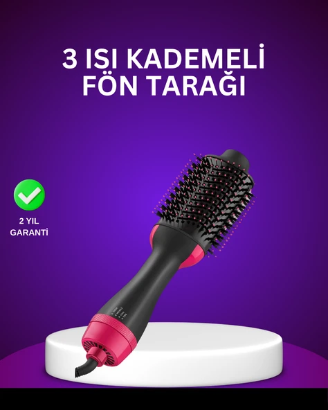 Negatif İyon Teknolojili Saç Kurutma ve Şekillendirme Fırçası ürün görseli 1