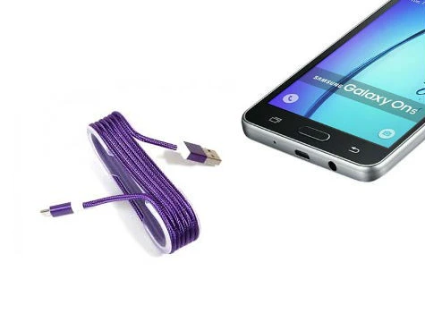 Android Örgü Şeklinde Renkli Çelik Şarj Data Kablosu - Mor ürün görseli 1