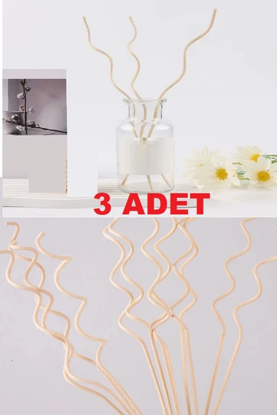 3 Adet Dalgalı Model Aromaterapi Dağıtıcı Rattan Sopa- Ev Dekor Şişe - Koku Yağı Ahşap Difüzör Çubuk ürün görseli 1