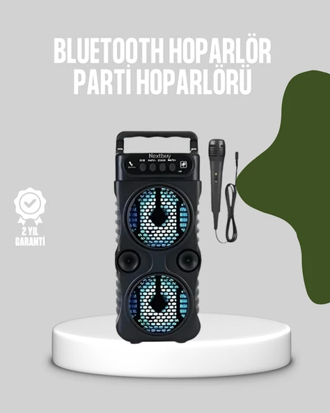 Bluetooth Bağlantılı LED Işıklı Taşınabilir Hoparlör – 1200 mAh Şarjlı, FM Radyolu ürün görseli 1
