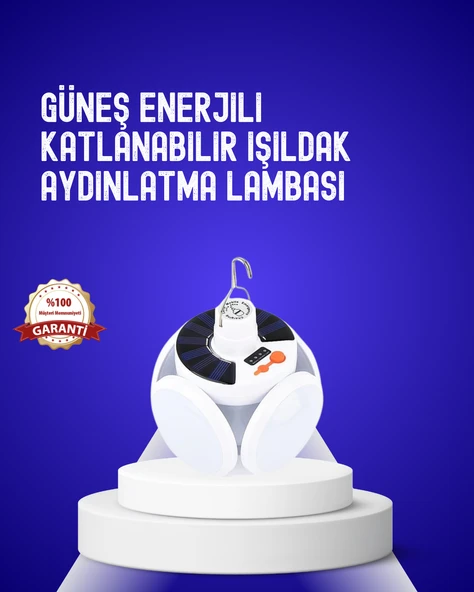 USB ve Solar Şarjlı Katlanabilir 5 Taraflı LED Lamba ürün görseli 1