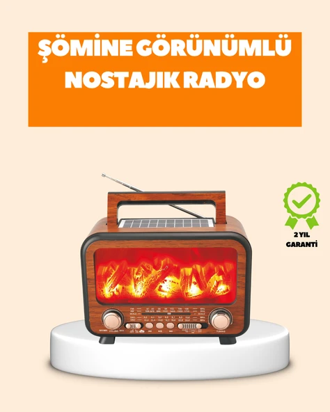 Şömine Alev Işıklı Solar Bluetooth Hoparlör – 7W Güçlü Ses, FM Radyo ürün görseli 1