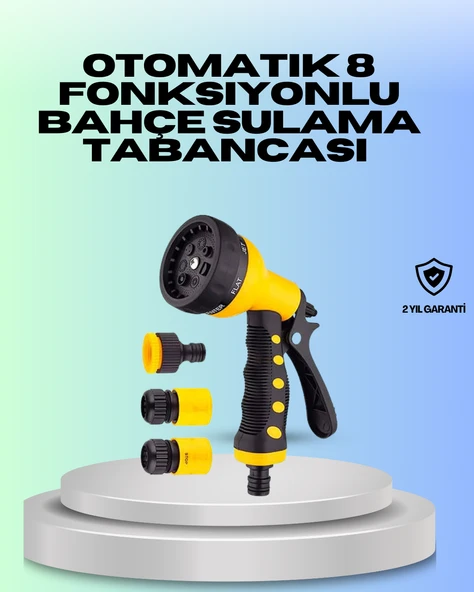 Ayarlanabilir Basınçlı 8 Modlu Bahçe Sulama Tabancası Hortum Aparatı ürün görseli 1