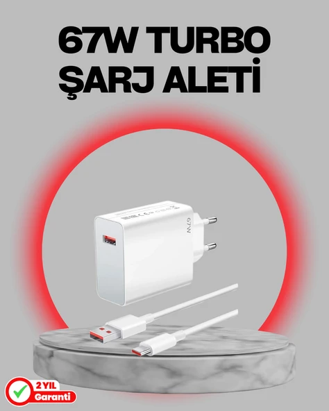 67 Watt Turbo Destekli Şarj Cihazı Honor 50 70 90 Uyumlu ürün görseli 1