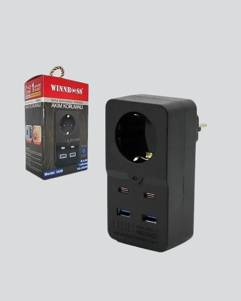 Akıllı Akım Dengelemeli Priz 2500W 4 USB Type C Çıkışlı - Resim 3