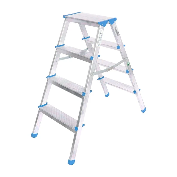 ÇİFT BASAMAKLI ALÜMİNYUM METAL MERDİVEN YÜKSEKLİK 92CM BAŞ GENİŞLİK 8CM ürün görseli 1