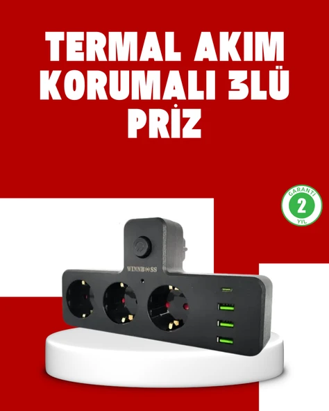 7 Portlu Çoklu Priz USB ve Type-C Girişli Akıllı Güç Ünitesi ürün görseli 1