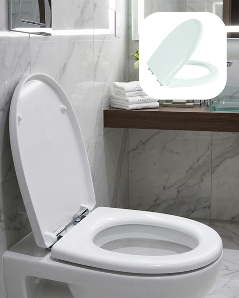 Universal Klozet Kapak Seti Kaydırmaz Alt Yüzey Kolay Temizlik Banyo Aksesuarı ürün görseli 1