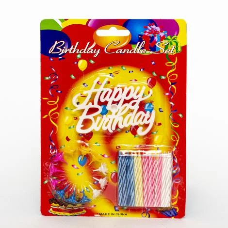Rengarenk Mumlu Beyaz Happy Birthday Yazılı Doğum Günü Mumu 12 Adet ürün görseli 1