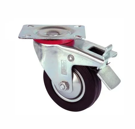 Servis Tekeri - Tablalı Frenli Siyah Döner - Çap 80 mm ürün görseli 1