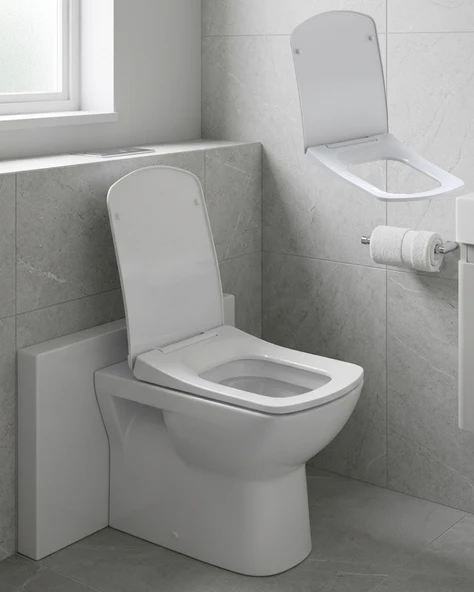 Kare Slim Klozet Kapağı Sessiz Kapanma Dayanıklı Tasarım ürün görseli 1