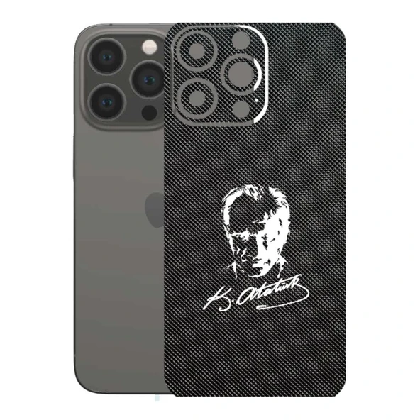 Kapps Iphone 13 Pro ile Uyumlu Bumper Serisi Premium Arka Kapak Kaplama(Kenarlar Yoktur!)  Atatürk İmzalı Siyah ürün görseli 1