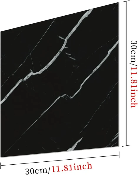 SİYAH MERMER DESENLİ ALÜMİNYUM PLASTİK DUVAR STİCKER (30*30) ürün görseli 1