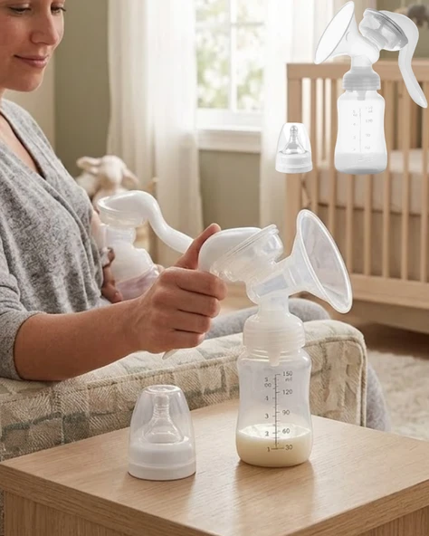 Manuel Göğüs Pompası Masaj Özellikli BPA İçermez Taşınabilir 180 ML ürün görseli 1