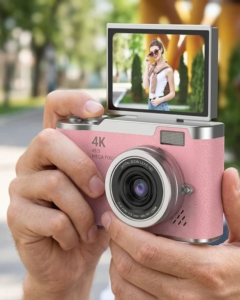 48 MP Dijital Kamera Flip Ekran 18x Zoom Vlog Selfie Kamera ürün görseli 1