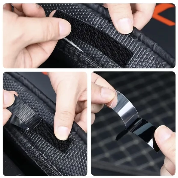 Araç Ev Ofis Çok Amaçlı Kaydırmaz Çift Taraflı Cırt Velcro Bant 16’lı Set 23x70mm Siyah ürün görseli 1
