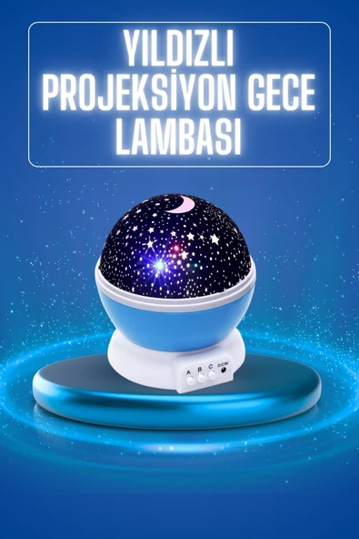 Yıldızlı Gece Lambası Mor Projeksiyon Görünümlü Masa Lambası Renk Değiştirebilen ürün görseli 1