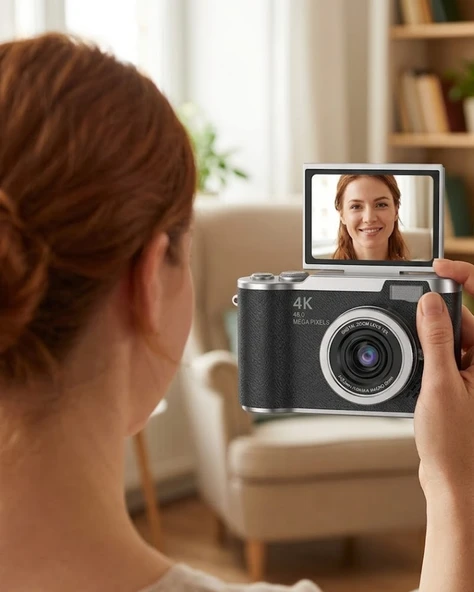 4K Video Çekim Özellikli Dijital Kamera 48 MP 8X Zoom ve 180 Derece Döner Ekranlı ürün görseli 1