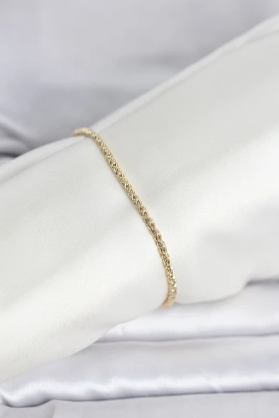 CM 14K Gold Renk Burgulu Zincir Model Kadın Bileklik ürün görseli 1