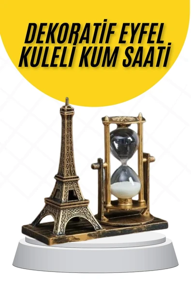 Dekoratif Eyfel Kulesi ve Kum Saati Vintage Tarzı Masa Süsü Biblo ürün görseli 1