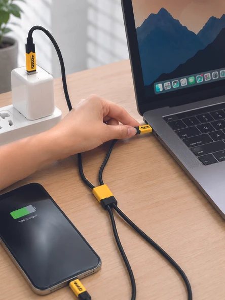 240W Çoklu Şarj Kablosu Type-C Lightning Micro USB Örgü Kablo - Resim 2