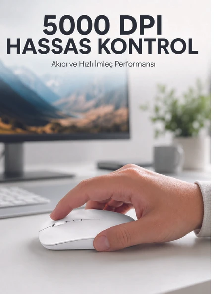 Kablosuz Bluetooth Mouse Sessiz Tıklama Ergonomik Wireless Fare ürün görseli 1