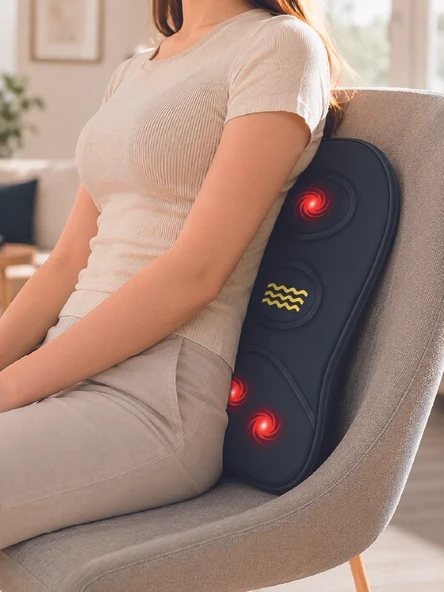 Ergonomik Isıtmalı Bel Masaj Minderi Sırt Destek Minderi - Resim 3