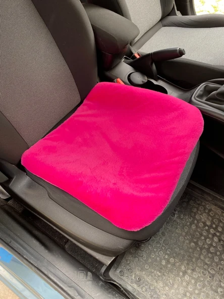Yumuşak Tüylü Peluş Serme Oto Koltuk Koruyucu Minder Ön Tekli Fuşya Pembe ürün görseli 1