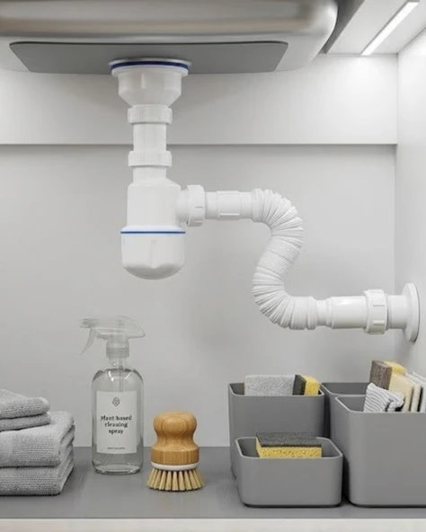 Esnek Gider Sifonu Lavabo İçin Koku Önleyici Tıkanma Karşıtı Bağlantı Seti ürün görseli 1