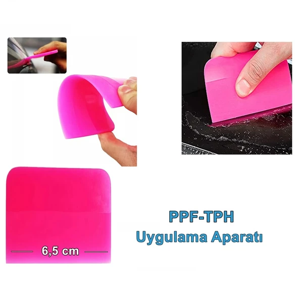 PPF/TPH Silikon Çekçek Ragle Cam Filmi Çekme Uygulama Aparatı Pembe 6x7.5cm ürün görseli 1