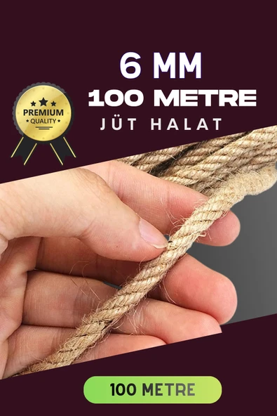 6 MM 100 Metre Jüt Halat Dekoratif Hasır İp Urgan Süs ürün görseli 1