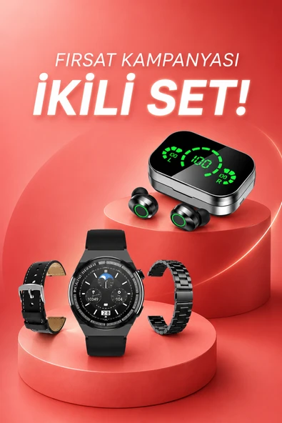 TWS Bluetooth Kulaklık ve Akıllı Saat Uyku Takibi Nabız Ölçer Uzun Pil Ömrü ürün görseli 1