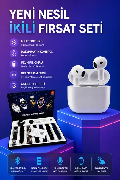 3.Nesil TWS Bluetooth Kulaklık Bluetooth Bağlantılı Akıllı Saat Amoled Ekran Plastik Hasır Kordon ürün görseli 1