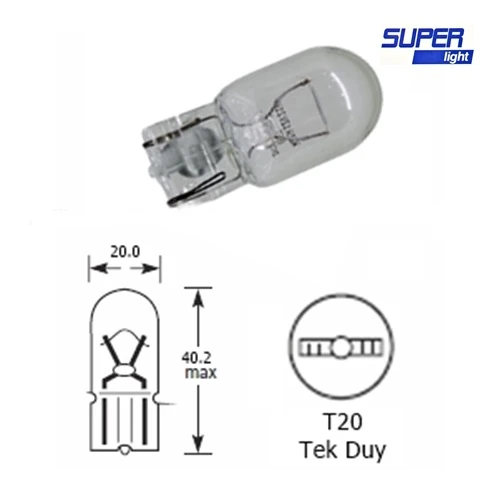 Super Light T20 Dipsiz Halojen Park Ampulü Tek Duy 2'li ürün görseli 1