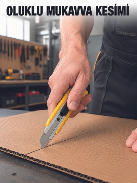 Metal Gövdeli 5’li Falçata Seti Profesyonel Maket Bıçağı Karton Koli Kesici ürün görseli 1