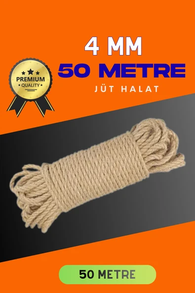 4 MM 50 Metre Jüt Halat Dekoratif Hasır İp Urgan Süs ürün görseli 1