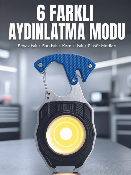 Araç Kamp Outdoor ve Tamir İşleri İçin Çok Amaçlı COB LED Şarjlı Kurtarma ve Çalışma Feneri ürün görseli 1
