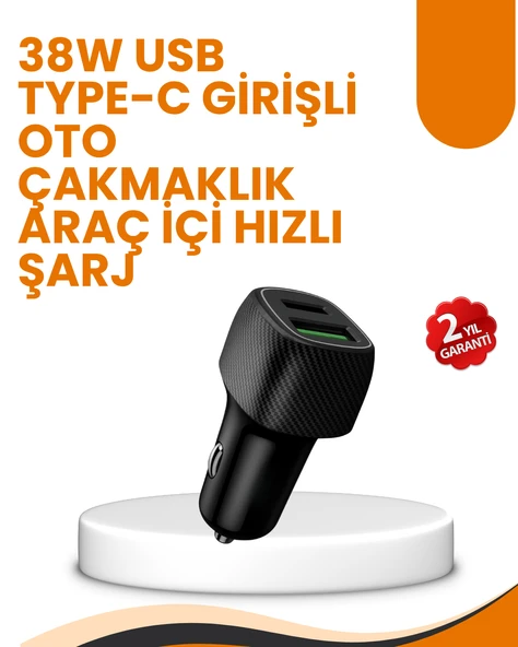 Araç Çakmak Girişli 38W Hızlı Şarj Aleti – İki Cihaz Destekli ürün görseli 1