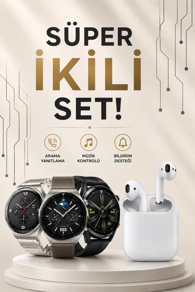 Akıllı Saat ve Kulaklık Seti Dokunmatik Ekran 5.0 Bluetooth Bağlantılı Sesli Görüşme ürün görseli 1