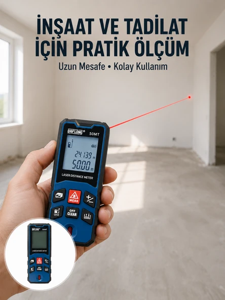 Dijital Lazer Mesafe Ölçüm Cihazı İnşaat ve Ev Kullanımı Yeni Nesil ürün görseli 1