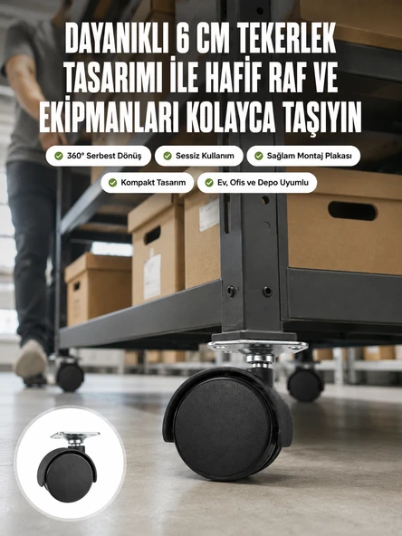 6 cm Döner Kilitsiz Ayak Tek Parça ürün görseli 1