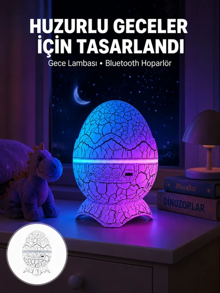 Bluetooth Hoparlör Özellikli 7 Renkli Gece Aydınlatması Yeni Nesil ürün görseli 1