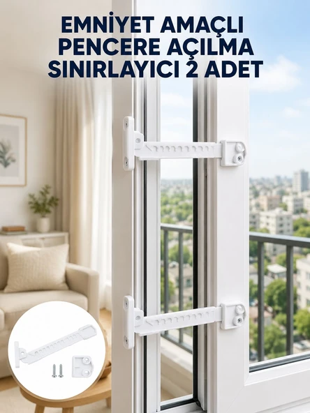 Emniyet Amaçlı Pencere Açılma Sınırlayıcı Aparat 2 Adet Yeni Nesil ürün görseli 1