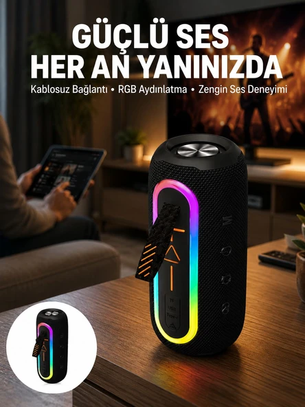 Bluetooth Hoparlör Uzun Pil Ömrü Taşınabilir Yüksek Ses Kaliteli Yeni Nesil ürün görseli 1