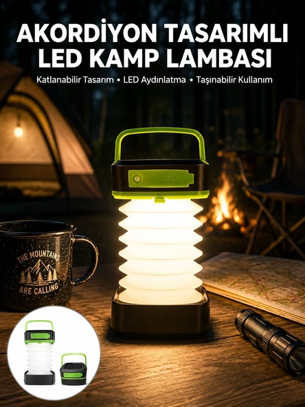 Katlanabilir Kamp Lambası Akordiyon Lamba Şarjlı 3 Kademeli Solar Yeni Nesil ürün görseli 1